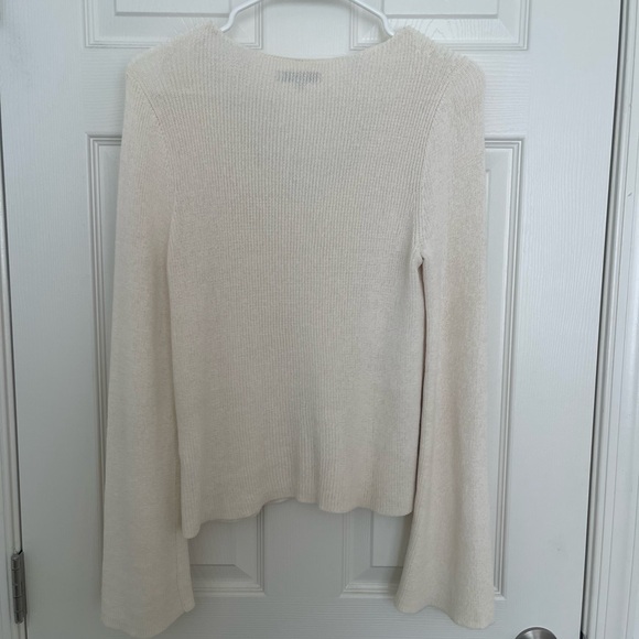 Madewell Ivory Flare Sleeve V-Neck Sweater - Picture 3 of 7